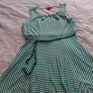 ELLE green and white striped summer dress